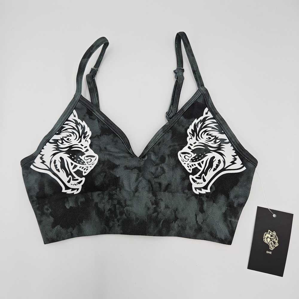 SHE Darc Sport Dual Wolf Seamless Everson Sports Bra Small Greek Stone Marble